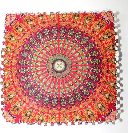 CRAFT KALA Red Peacock Large Hippie Mandala Meditation Floor Ottoman Pillow - Image 7