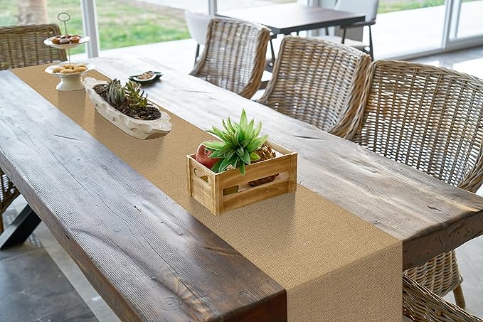 8 Pack 12 x 90 Inch Natural Burlap Table Runners, Rustic Jute Table Runner and - Image 3