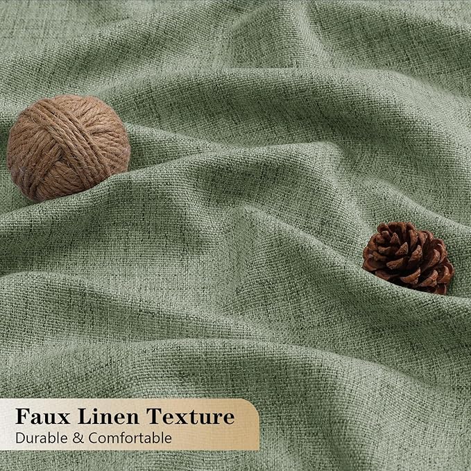 OVZME Green Valance for Windows, Light Filtering Faux Linen Textured Small - Image 4