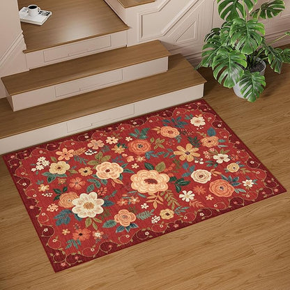 DUKINO 2x3 Rugs for Entryway, Floral Indoor Washable Door Mat, Non Slip Boho - Image 8