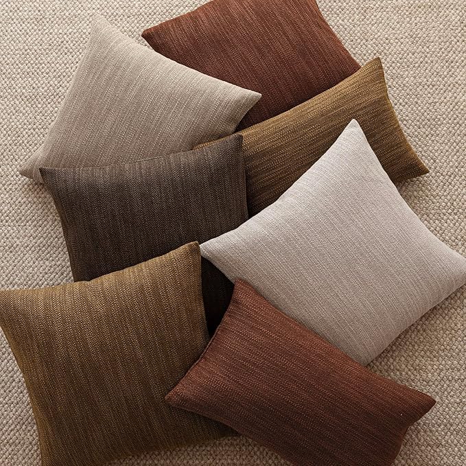 Foindtower Set of 2 Decorative Textured Burlap Linen Throw Pillow Covers - Image 5
