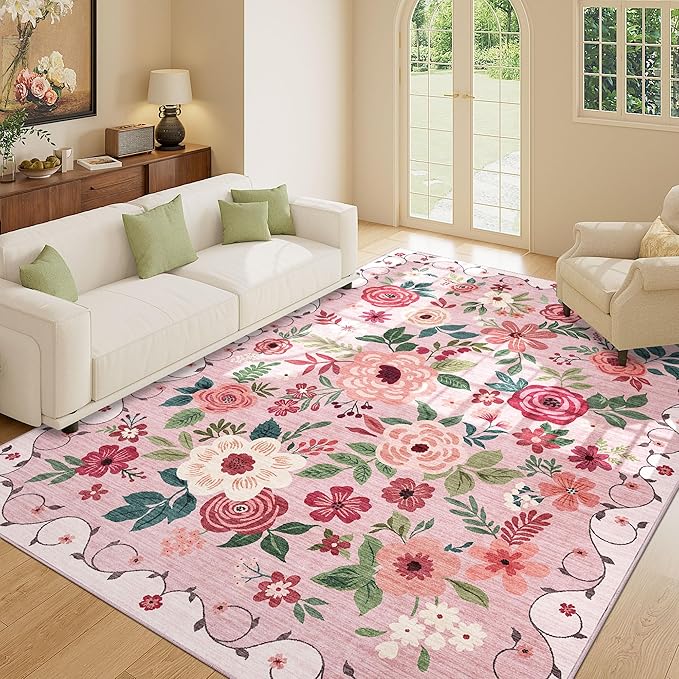 DUKINO 5x7 Area Rug, Nursery Floral Rugs - Image 2