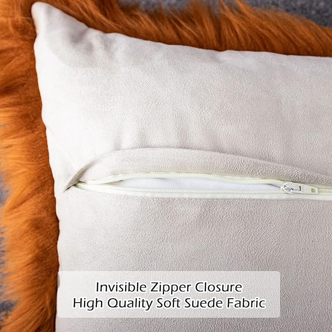 LIGICKY Set of 2 Decorative Lumbar Soft Faux Fur Throw Pillow Cover Luxury - Image 5