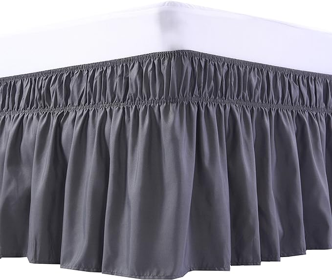 MEILA Wrap Around Bed Skirt Three Fabric Sides Elastic Dust Ruffled 24 Inch by MEILA