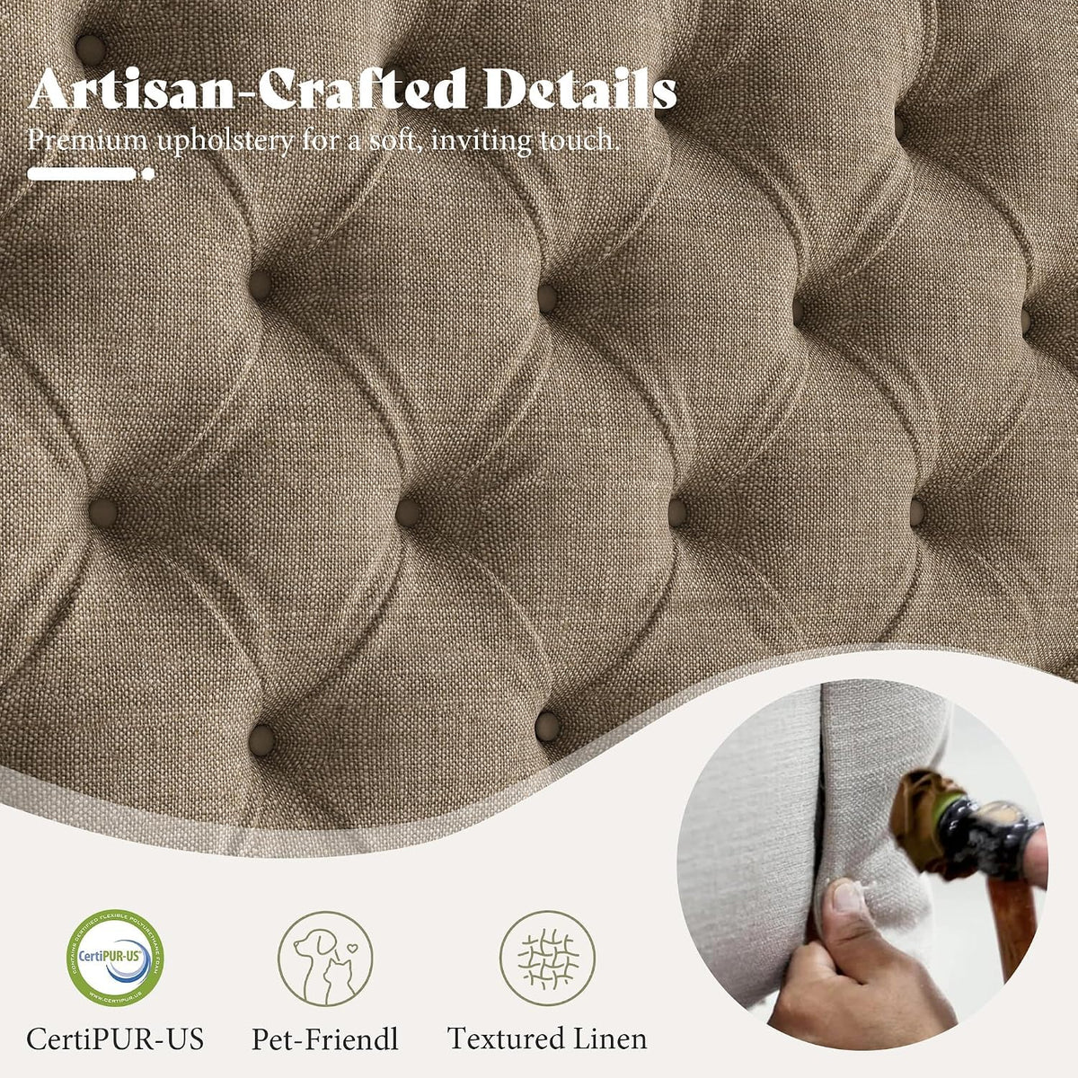 amerlife upholstered bed frame wingback headboard, queen size showing dimensions