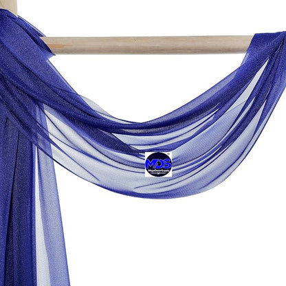 MDS Halloween Chiffon Draping Fabric - 2 Panel, 30" Wide x 100ft Long - Sheer Spooky Arbor & Canopy Drapery for Haunted House Backdrops, Party Ceilings, DIY Costumes & Themed Events - Royal Blue (Pack of 2)