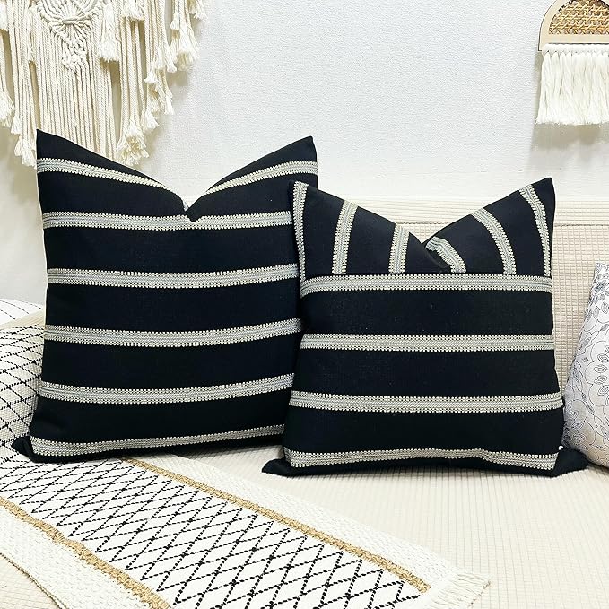 Slow Cow Decorative Stripe Throw Pillow Cover Modern Country Design Cushion - Image 4