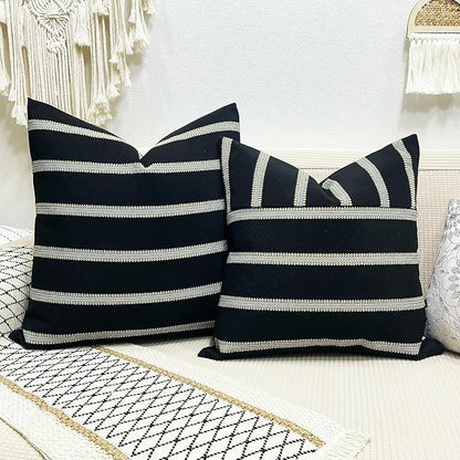 Slow Cow Decorative Stripe Throw Pillow Cover Modern Country Design Cushion - Image 4