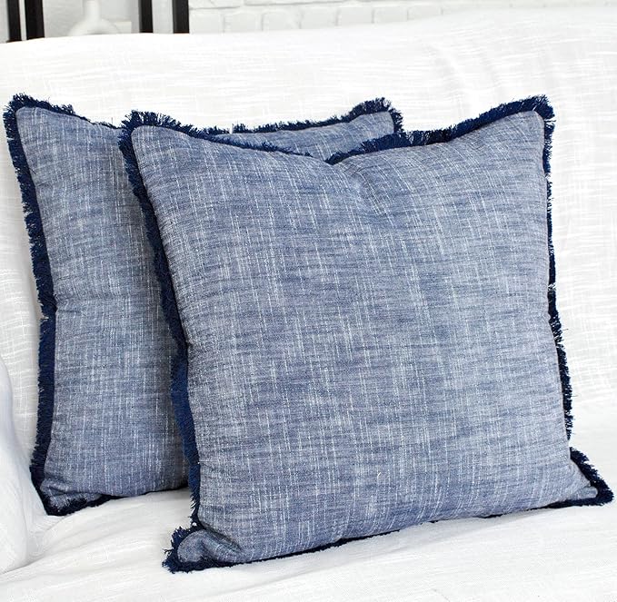 Set of 2 Textured Cotton Throw Pillow Covers - Image 2