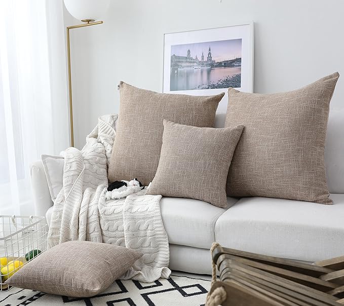 Kevin Textile Decor Burlap Pillow Covers Natural Style Lined Linen Throw Pillow - Image 5