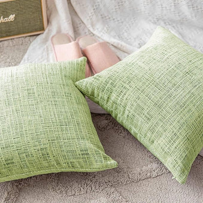 Home Brilliant Green Spring Pillows Covers Textured Chenille Plush Velvet - Image 7