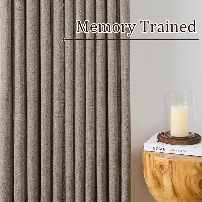 RAIN CITY Khaki Sheer Curtains for Living Room, Linen Burlap Light Filtering - Image 4