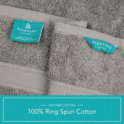 pleasant home gray bath towels set of 6, side view