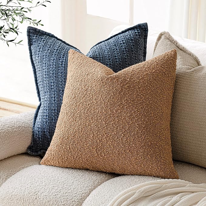 Foindtower Accent Solid Pillow Cases Textured Boucle Throw Pillow Covers Cozy - Image 5