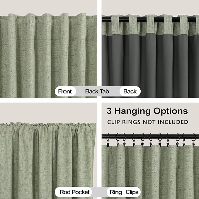 KOUFALL Linen Blackout Curtains 63 Inch Length - Image 4