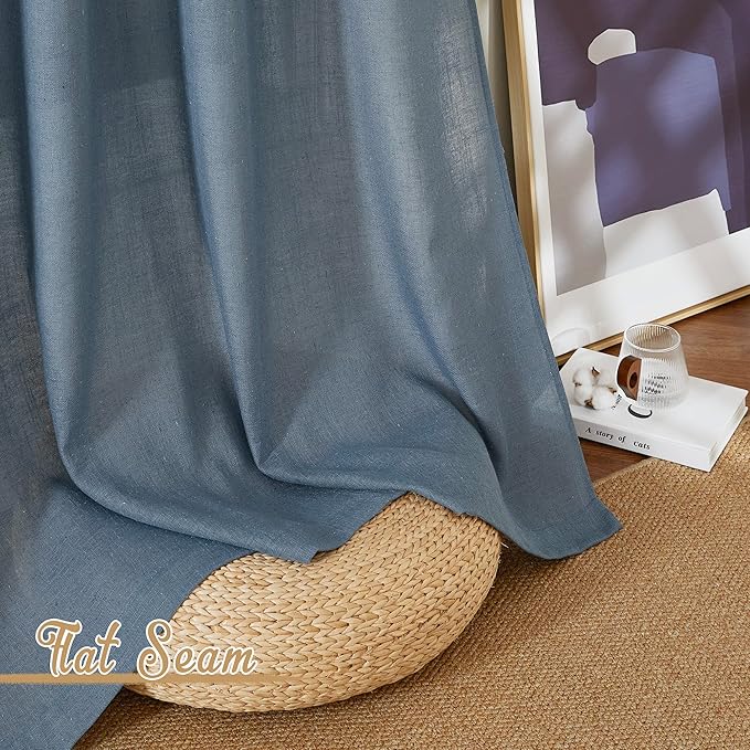 NICETOWN Linen Blend Stone Blue Curtains - Image 6
