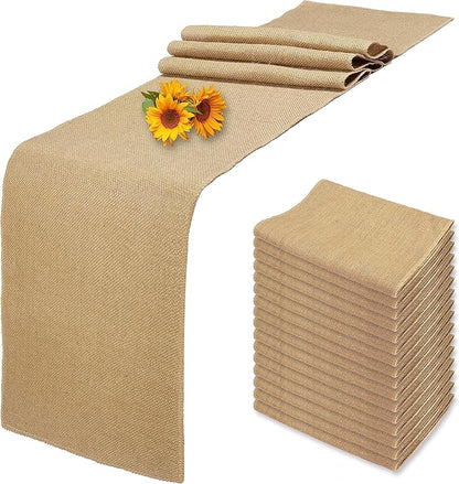 16 Pack Natural Burlap Table Runners, 12 x 72 Inch Rustic Jute Table Runner and by Wlirantim