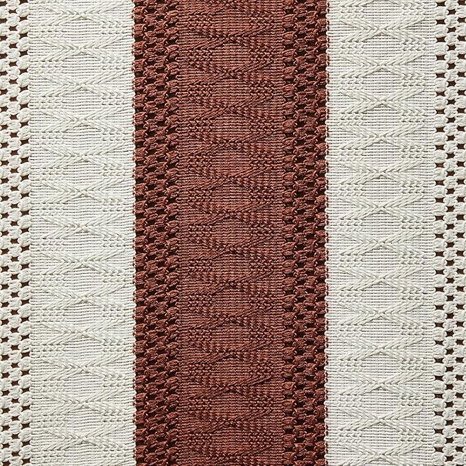 ZeeMart Macrame Style Bicolor Stitching Table Runner, 14 x 72 Inch - Image 6