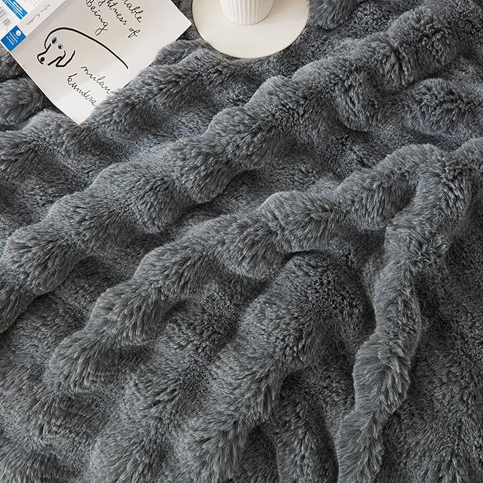 COOVA Faux Fur Throw Blanket for Couch, Cozy Soft and Fuzzy Plush Rabbit Fur - Image 5