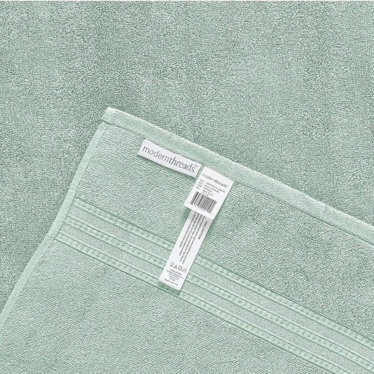 modern threads 6-piece 100% cotton damask medallion towel showing dimensions