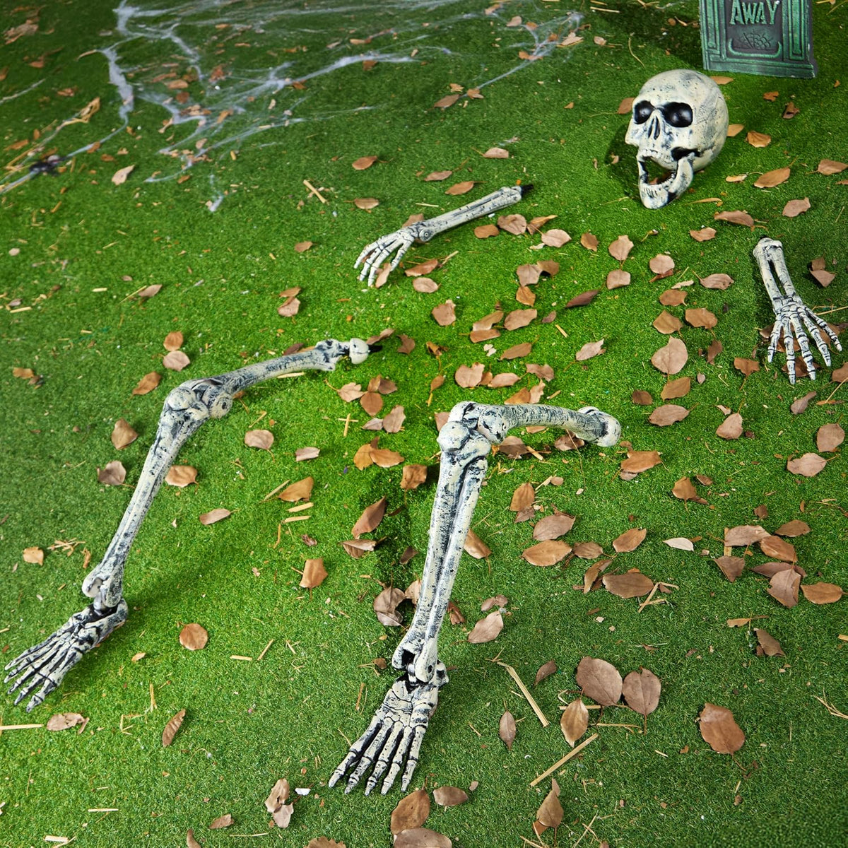 JOYIN 5 Pcs Halloween Skeleton Decorations Outdoor, Life Size Skeleton Yard Stakes, Groundbreaker Skulls Decor for Graveyard Yard Lawn Garden Ground Party Supplies