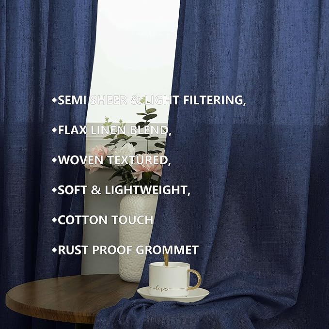 Pitalk Boy Bedroom Curtains 63 Inch Length Grommet Privavy Semi Sheer Light - Image 3