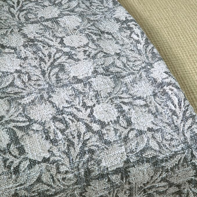 100% Pure Cotton Handblock Printed Throw Blanket, Soft 50" x 60" Fringed Floral - Image 4