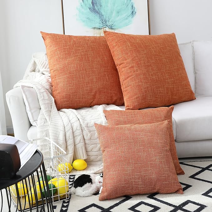 Kevin Textile 2 Packs Fall Large Pillow Covers Decorative Hand Made Faux Linen - Image 2