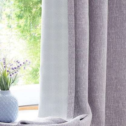 Lavender Solid Full Blackout Curtain Heavy Linen Texture Window Treatment by CentralPark