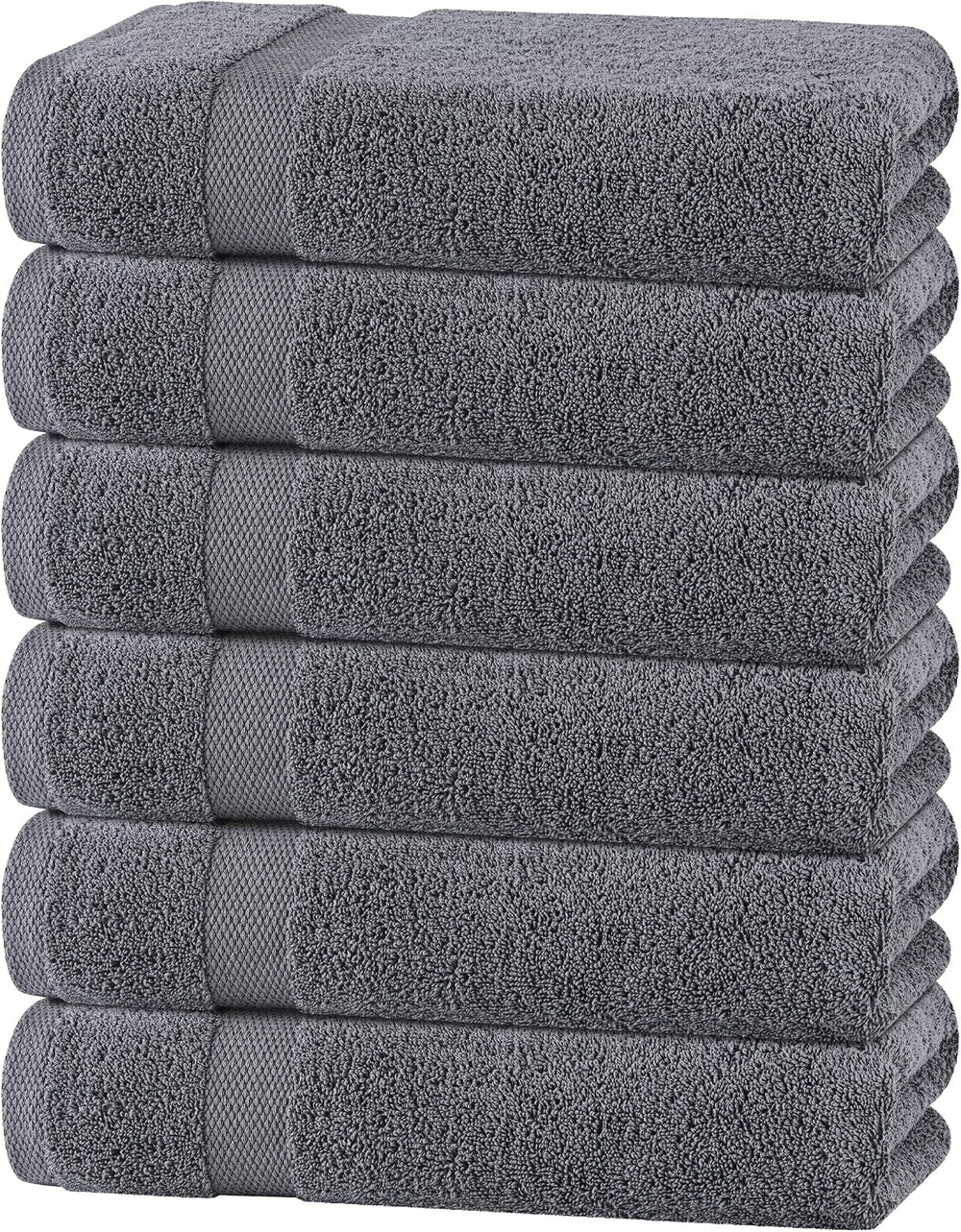 Wealuxe Gray Bath Towels 22x44 - 6 Pack, Extra Absorbent Ring-Spun Cotton