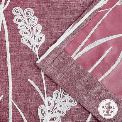 Melodieux Wheat Embroidery Linen Room Darkening Curtain - Image 6