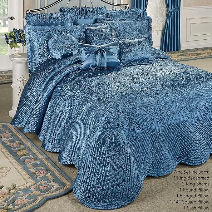 Touch of Class Portia Luxury Bedding | Sapphire | Quilted Polyester Satin | - Image 2