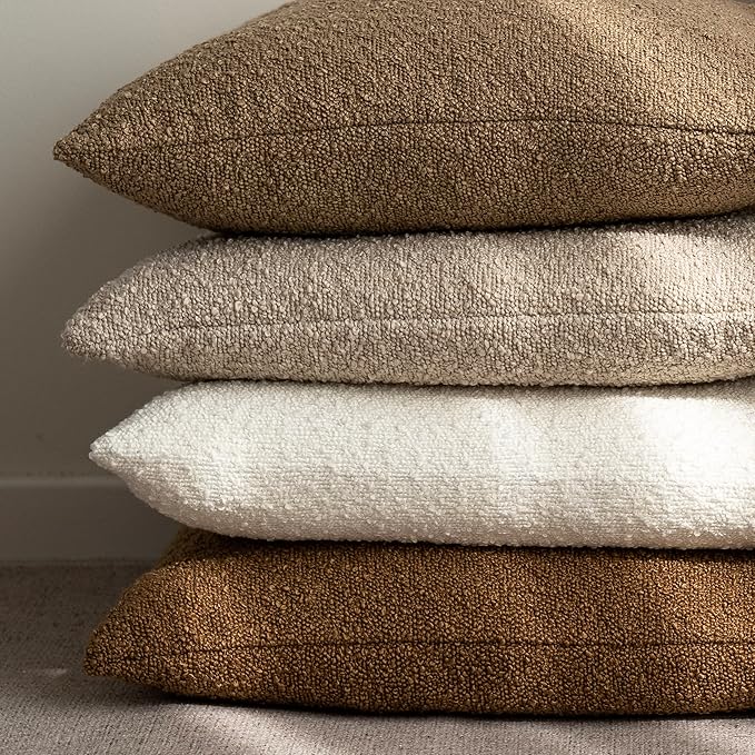 Foindtower Pack of 2 Textured Boucle Throw Pillow Covers Accent Solid Pillow - Image 6