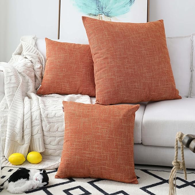 Kevin Textile 2 Packs Fall Large Pillow Covers Decorative Hand Made Faux Linen by KevinTextile