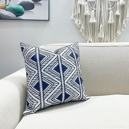Slow Cow Embroidery Decorative Throw Pillow Cover Geometric Design Cushion - Image 2
