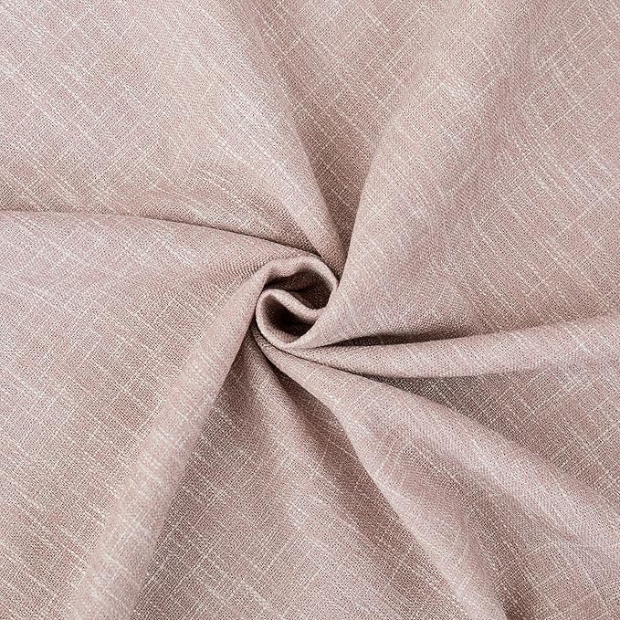Central Park Pink Solid Blackout Curtain Heavy Linen Texture Window Treatment - Image 5