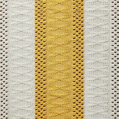 ZeeMart Macrame Style Bicolor Stitching Table Runner, 14 x 72 Inch Mustard/Ivory - Image 6