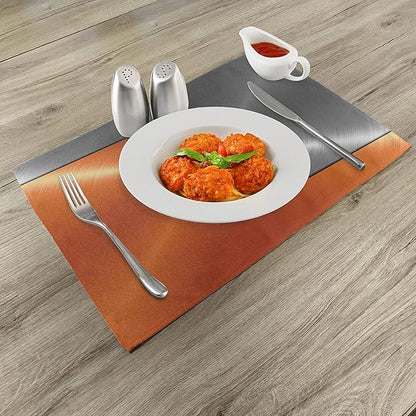 Ambesonne Orange and Grey Place Mats Set of 8, 3D Style Machinery Structure - Image 2