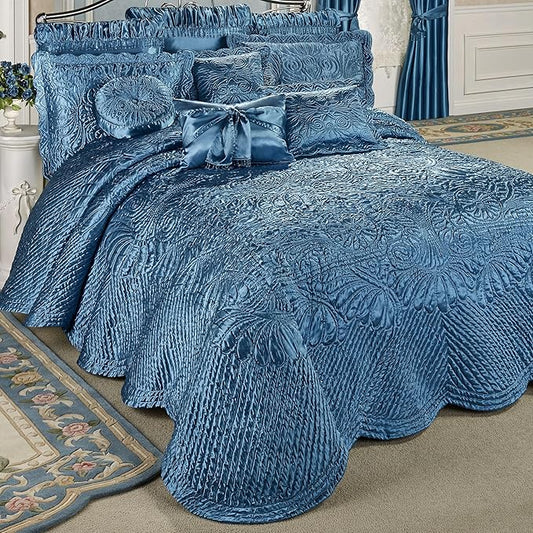 Touch of Class Portia Luxury Bedding | Sapphire | Quilted Polyester Satin | by TouchofClass