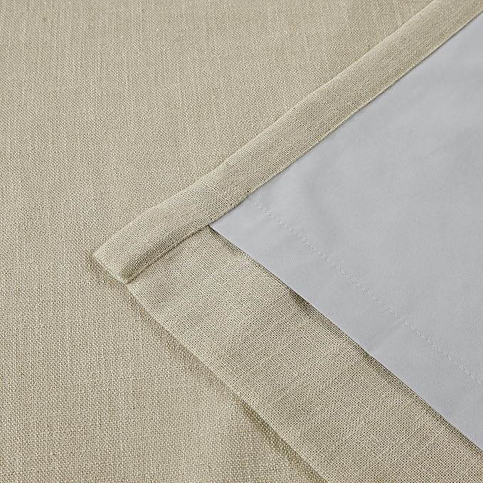 Vision Home Sand Pinch Pleated Full Blackout Curtains Linen Blended Room - Image 8
