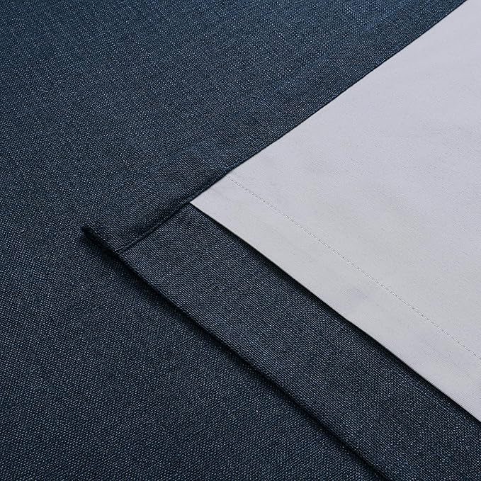 Vision Home Navy Blue Pinch Pleated Full Blackout Curtains Linen Blended Room - Image 7