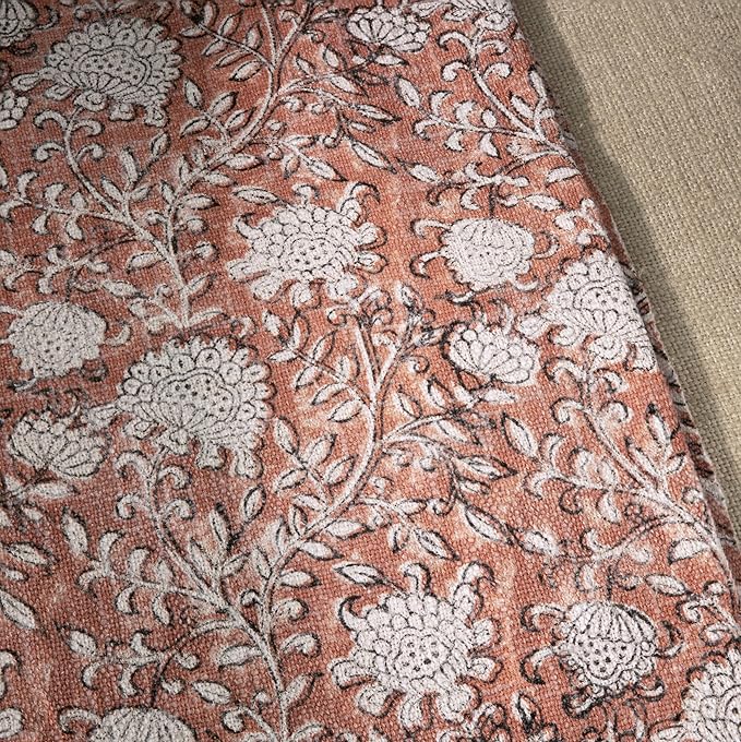 100% Pure Cotton Handblock Printed Throw Blanket, Soft 50" x 60" Fringed Floral - Image 4
