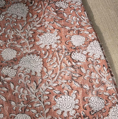 100% Pure Cotton Handblock Printed Throw Blanket, Soft 50" x 60" Fringed Floral - Image 4