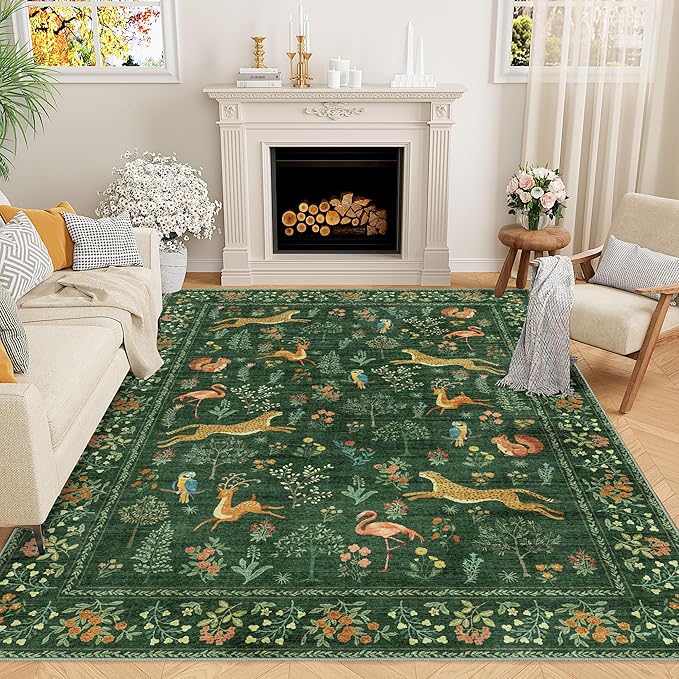 DUKINO 8x10 Rug, Washable Animal Living Room Rug by DUKINO