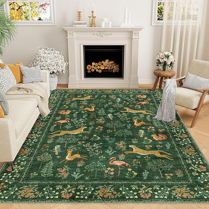 DUKINO 8x10 Rug, Washable Animal Living Room Rug by DUKINO