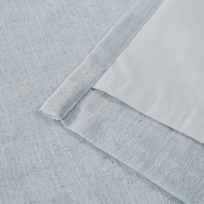 Vision Home Blue Fog Pinch Pleated Full Blackout Curtains Linen Blended Room - Image 7