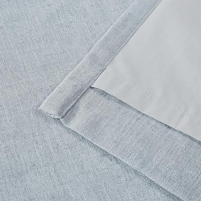 Vision Home Blue Gray Pinch Pleated Full Blackout Curtains Linen Blended Room - Image 6