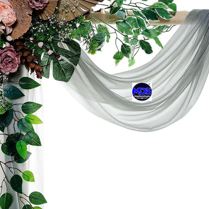 MDS Halloween Chiffon Draping Fabric - 2 Panel, 30" Wide x 50ft Long - Sheer Spooky Arbor & Canopy Drapery for Haunted House Backdrops, Party Ceilings, DIY Costumes & Themed Events - Gray (Pack of 2)