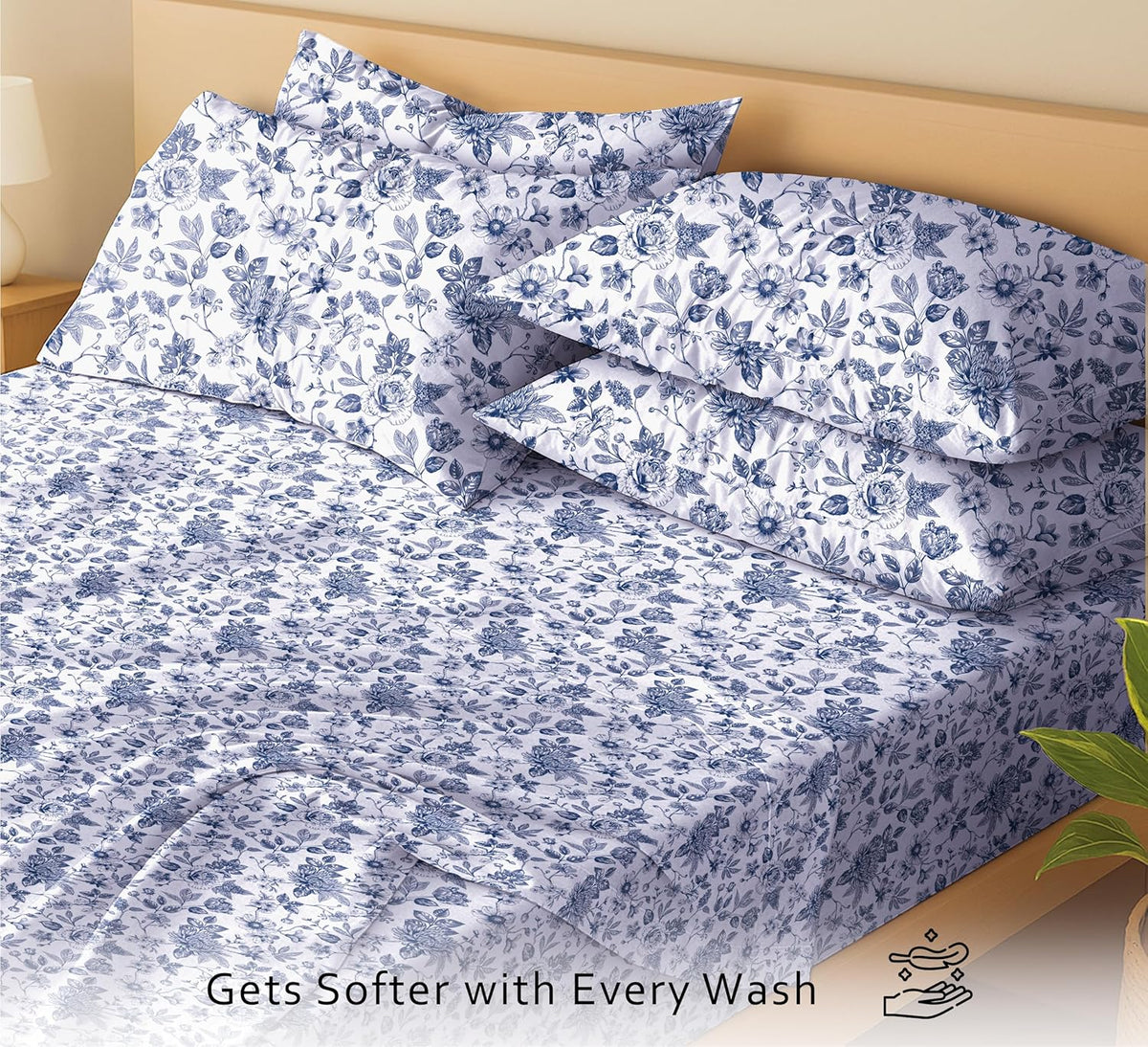 ruvanti 100% cotton twin sheets, percale weave twin, close-up detail