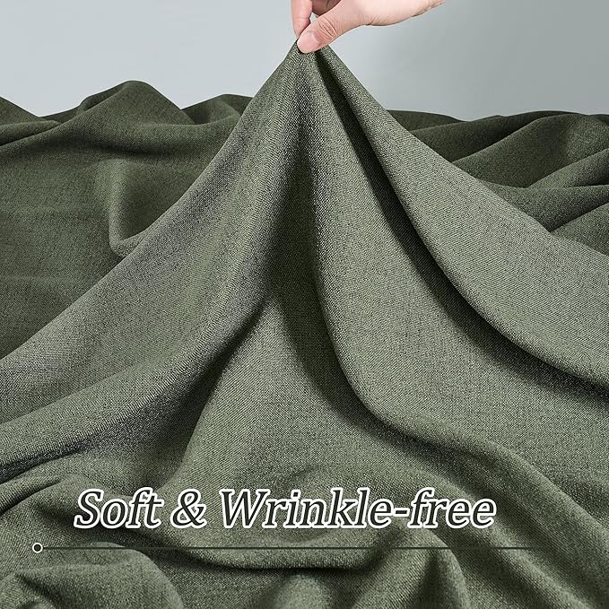 RAIN CITY Olive Green Curtains Pinch Pleated, Linen Sheer Curtain 84 Inches - Image 7
